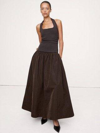 Jersey & Taffeta Halter Maxi Dress | Banana Republic (US)