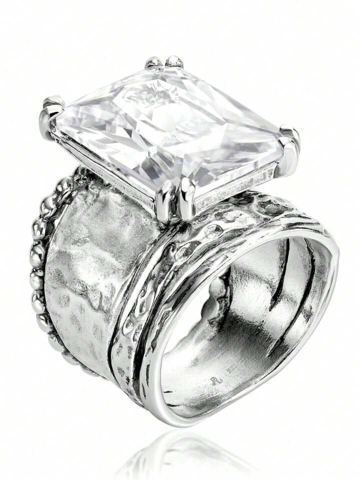1pc Boho Style Vintage Silver Women's Ring, Suitable For Wedding, Engagement, Daily Wear | SHEIN