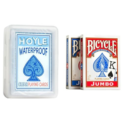 Hoyle Waterproof Playing Cards, Clear, 1 Deck & Bicycle Playing Cards, Jumbo Index, 2 Pack | Amazon (US)