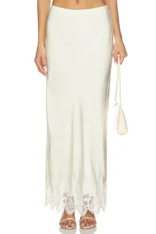 Bardot Elisan Lace Satin Midi Skirt in Ivory from Revolve.com | Revolve Clothing (Global)