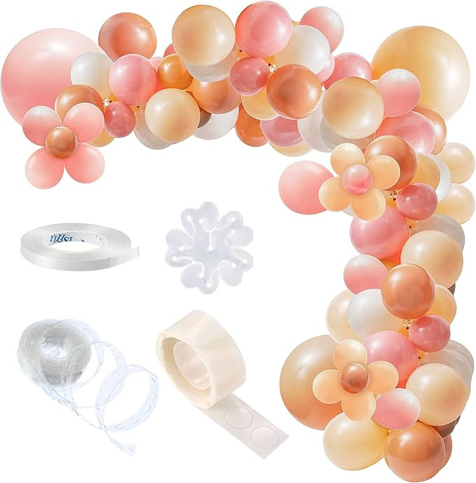 Amazon.com: R HORSE 128Pcs Boho Daisy Pastel Balloon Garland Kit Blush Nude Dusty Pink Brown Whit... | Amazon (US)