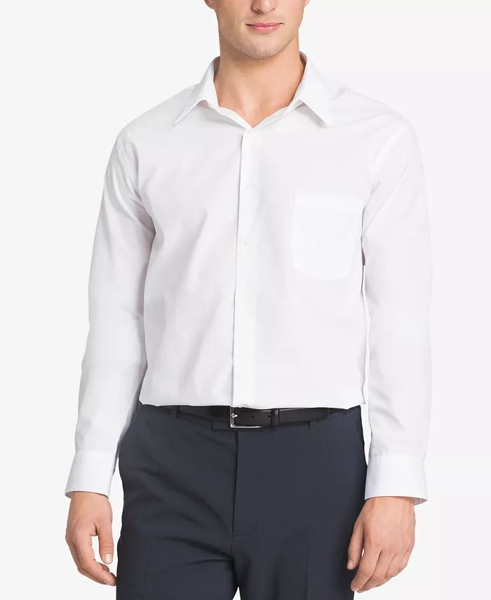 Van Heusen Men's Classic-Fit Point Collar Poplin Dress Shirt - Macy's | Macy's