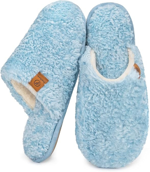 EverFoams Women's Fuzzy Slip-on Slippers Warm Cozy Soft Lightweight Memory Foam Indoor House Shoe... | Amazon (US)