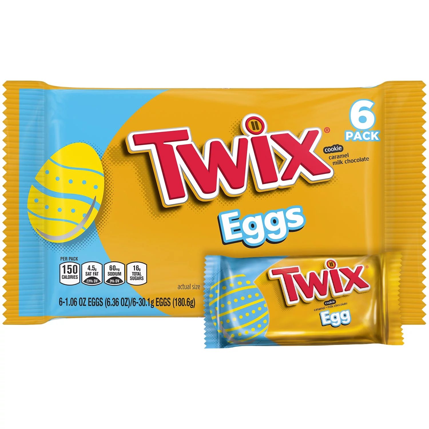 Twix Eggs Milk Chocolate Caramel Candy Bars Easter Basket Stuffers  -  6 Ct Pack | Walmart (US)