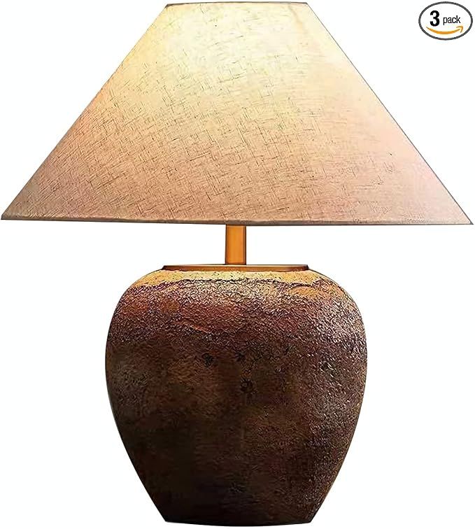 PSXPSXO Rustic Southwestern Style Table Lamp 19.6" Tall Faux Mottled Ceramic Lamp Farmhouse Handm... | Amazon (US)