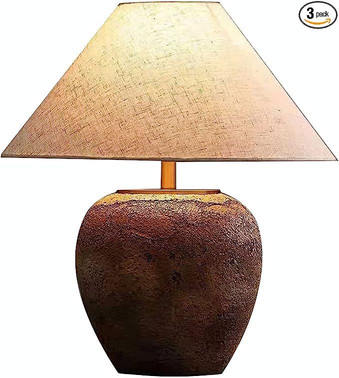 PSXPSXO Rustic Southwestern Style Table Lamp 19.6" Tall Faux Mottled Ceramic Lamp Farmhouse Handm... | Amazon (US)