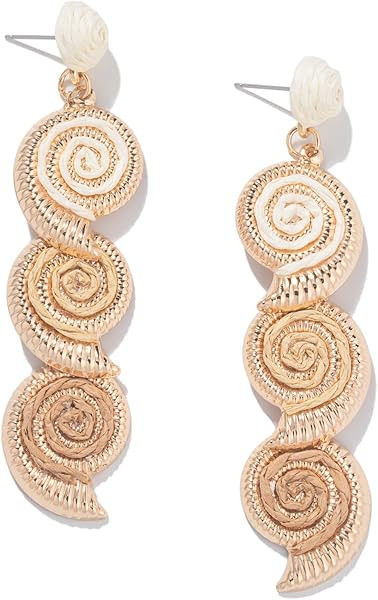 Amazon.com: Boho Starfish Shell Seashell Earrings Cute Dangle Drop Earrings Statemnet Trendy Summ... | Amazon (US)
