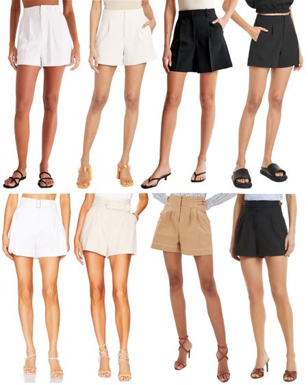 Neutral non-denim shorts under $100 (top row) and designer (bottom row). 🤍🖤 Love these styles for pairing with a tank for a casual look, dressing up with a blouse, or in a set with a matching blazer!

#nondenimshorts #shorts #tailoredshorts #pleatedshorts #summershorts #shorts2023

#LTKFind #LTKSeasonal #LTKunder100