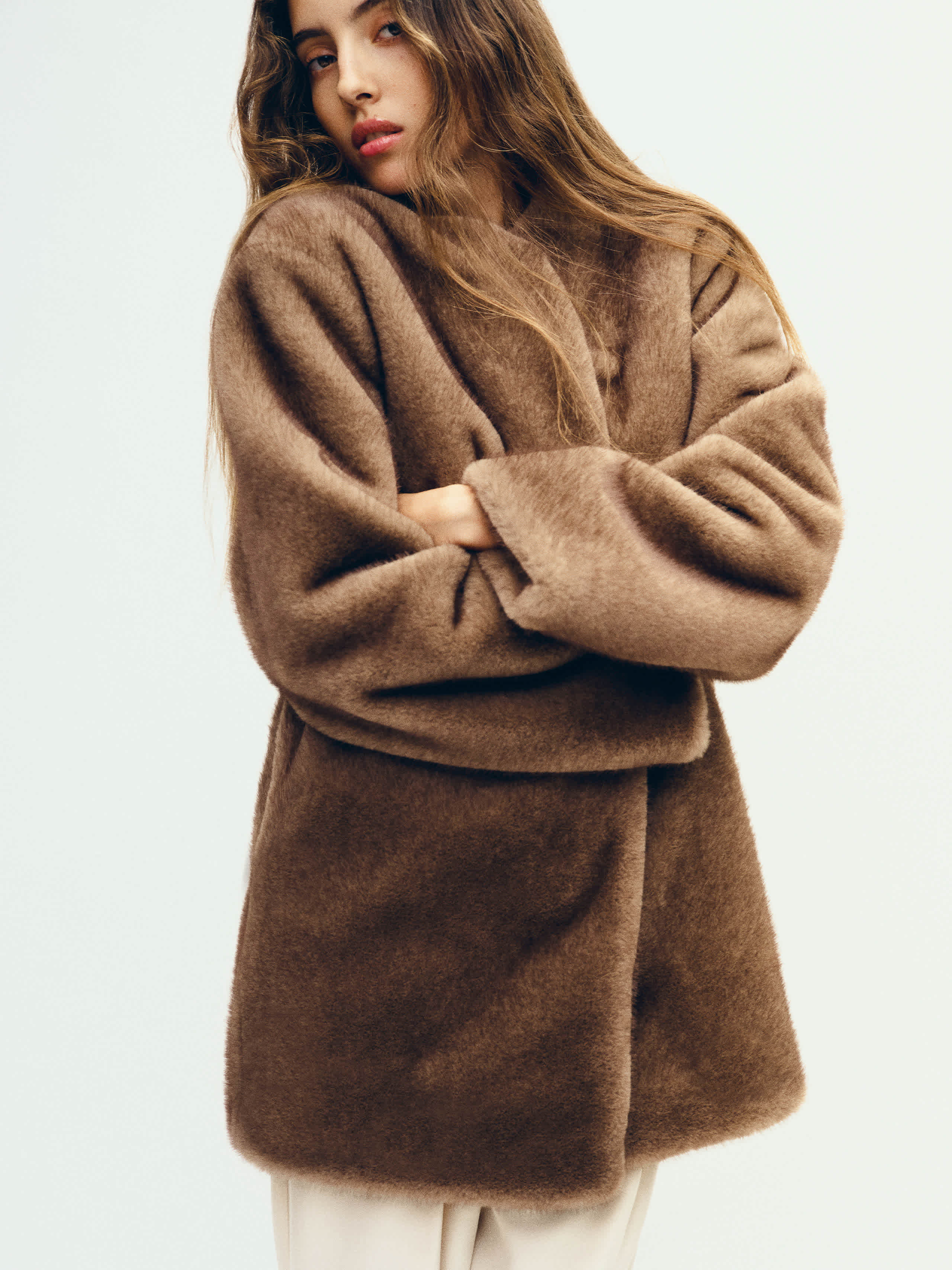 Reformation Devin Faux Fur Coat Brown Large | Reformation (Global)