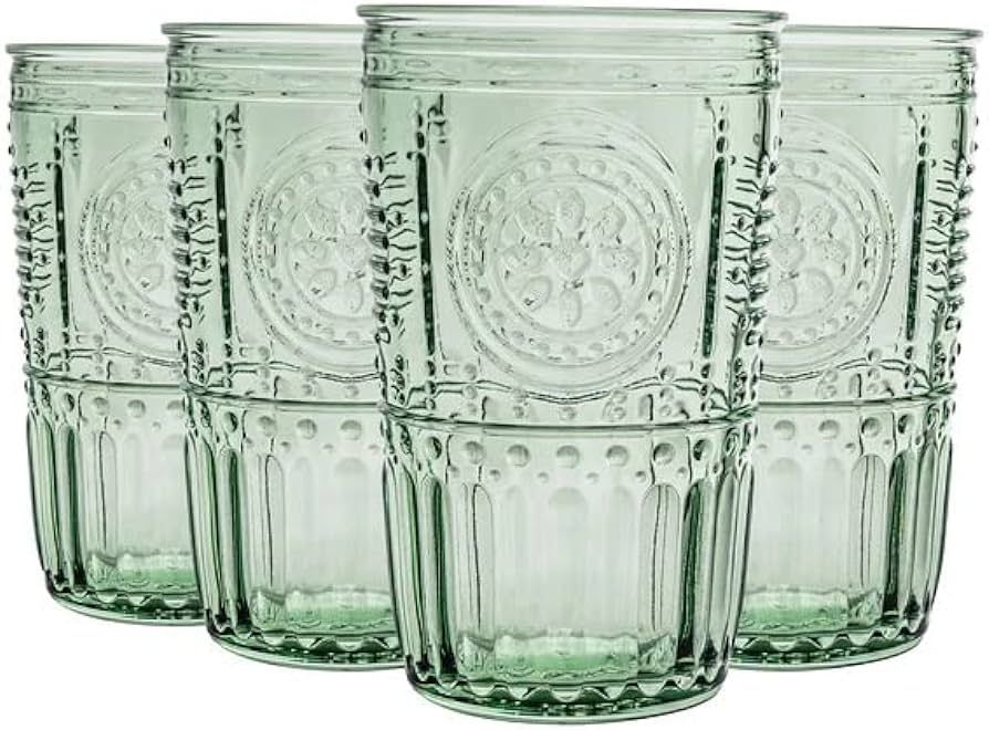 Bormioli Rocco Romantic Set Of 4 Cooler Glasses, 16 Oz. Colored Crystal Glass, Pastel Green, Made... | Amazon (US)