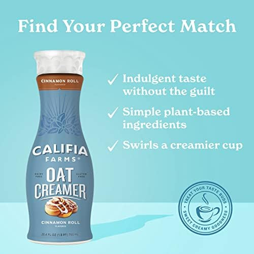 Califia Farms - Cinnamon Roll Oat Milk Coffee Creamer, 25.4 Oz | Dairy Free | Vegan | Non-GMO | Amazon (US)
