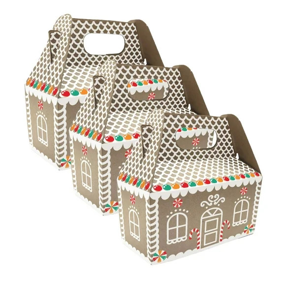 Kraft Gingerbread House Treat Boxes, 5" x 2.5" x 5.75", 3 Count, by Holiday Time - Walmart.com | Walmart (US)