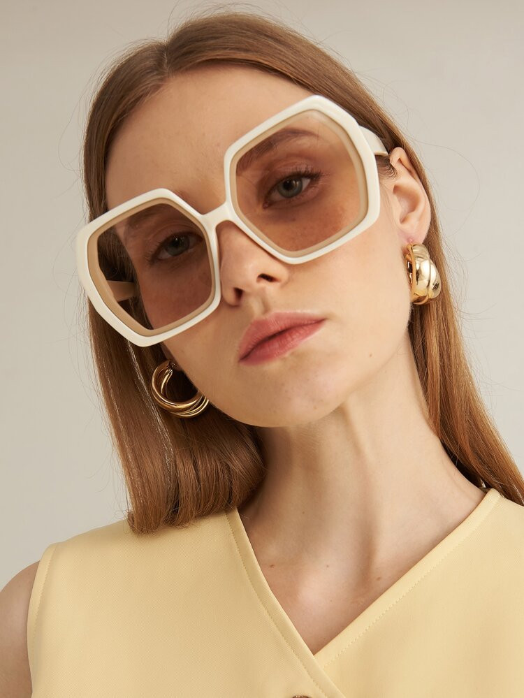 MOTF PREMIUM OVERSIZED POLYGONAL FRAME SUNGLASSES | SHEIN
