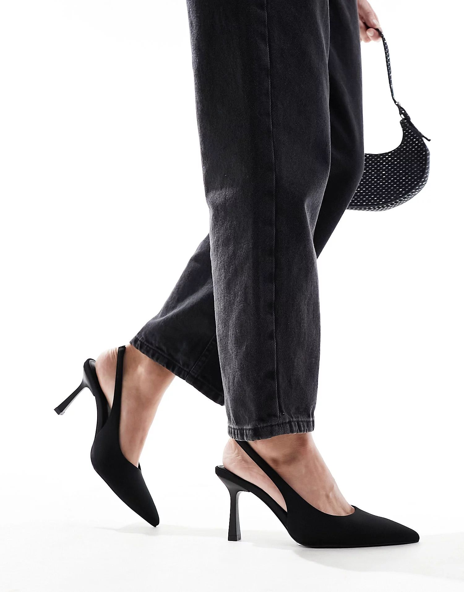ASOS DESIGN Salty slingback stiletto mid shoes in black | ASOS | ASOS (Global)