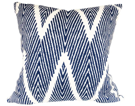 Lacefield Blue Herringbone Bali Decorative Pillow Cover - Both Sides - 12x16, 12x20, 14x24, 16x16, 1 | Etsy (US)