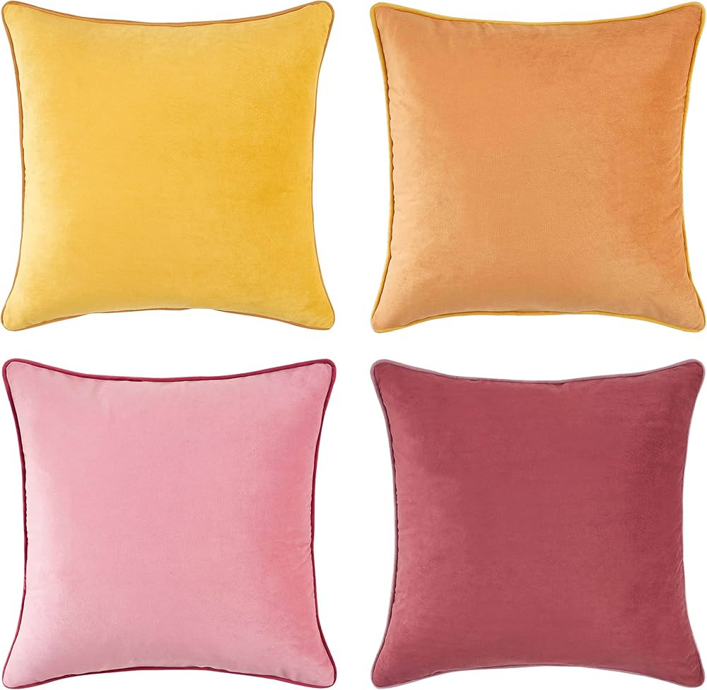 MONDAY MOOSE Decorative Throw Pillow Covers Cushion Cases, Set of 4 Soft Velvet Modern Double-Sid... | Amazon (US)