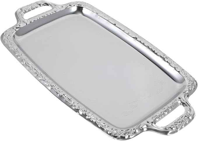 Cabilock Elegant Rectangular Silver Tray Mirrored Tray for Whiskey Decanter Candlesticks Vanity P... | Amazon (US)