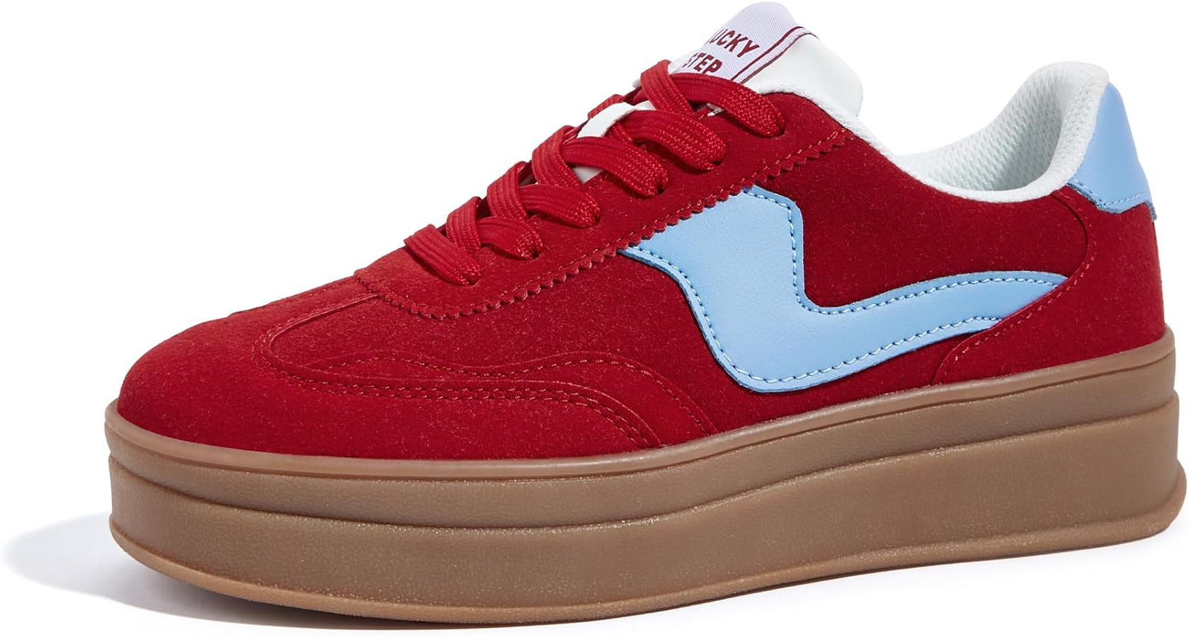 LUCKY STEP Women's Platform Fashion Sneakers Thick Sole Suede Faux Leather Classic Rubber Gum Sol... | Amazon (US)