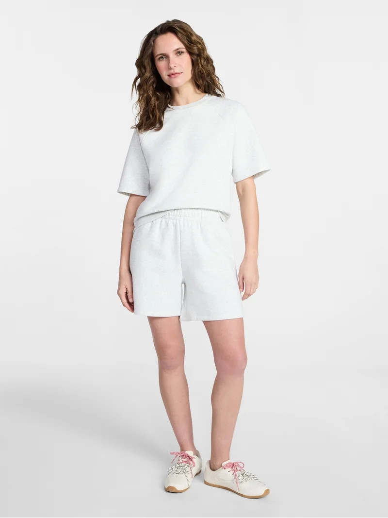 Time and Tru Women's Boxy Sweatshirt with Short Sleeves, Size XS-XXXL | Walmart (US)