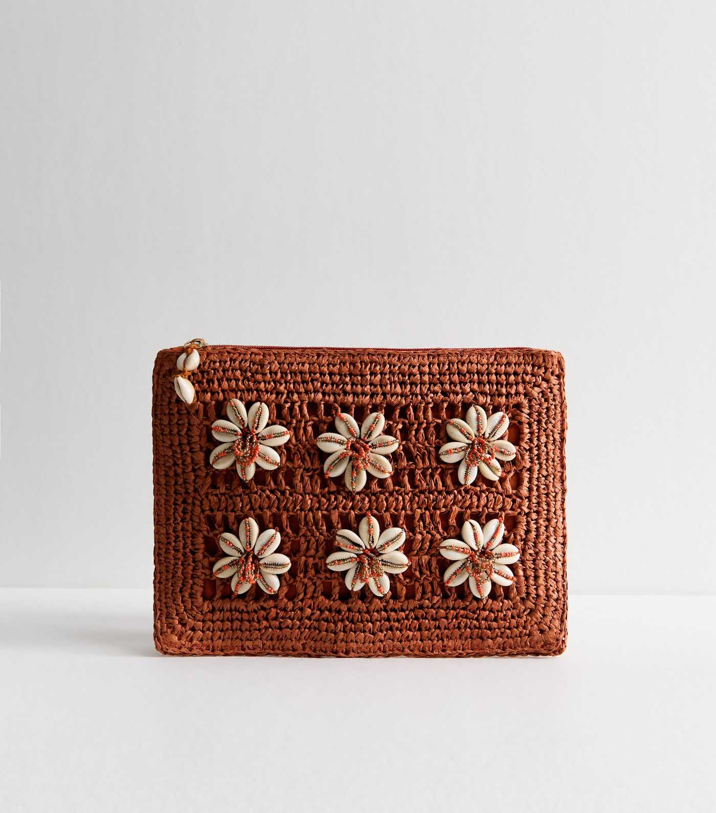 Rust Shell Crochet Straw Clutch Bag | New Look | New Look (UK)