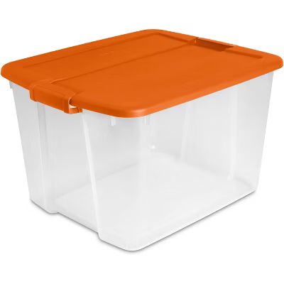 66qt Latching Clear Storage Bin Orange Lid - Brightroom™ | Target