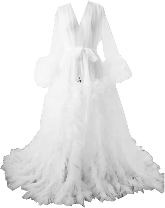 ChliEarime Hecate Tulle Robe Maternity Dresses Photoshoot Long Sheer Bridal Robe Old Hollywood Ro... | Amazon (US)