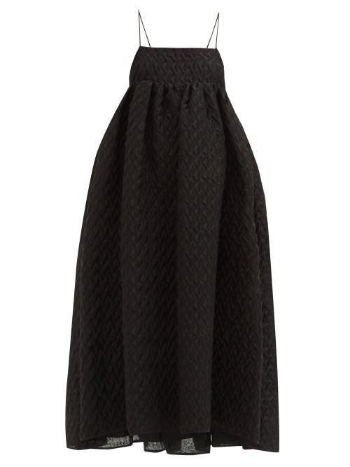 Cecilie Bahnsen - Edition Beth Square-neck Linen-blend Cloqué Dress - Womens - Black | Matches (UK)