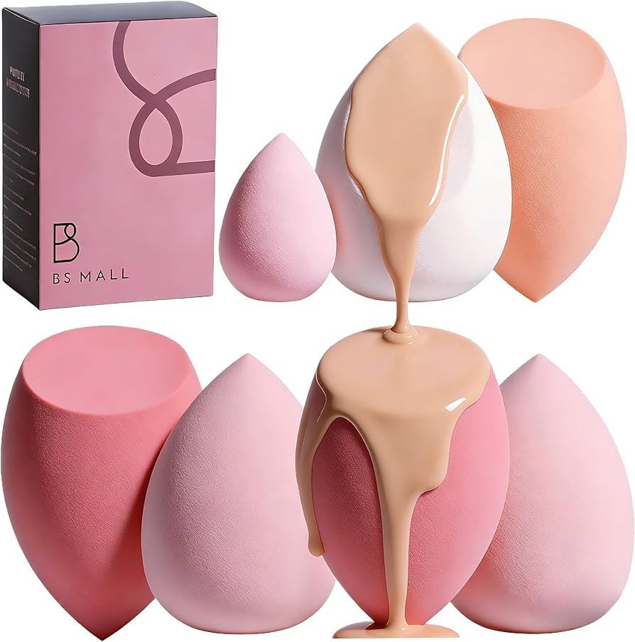 Makeup Sponge Set BS-MALL with Storage Case 7 Pcs for Liquid, Cream, and Powder,SAVE Foundation w... | Amazon (US)