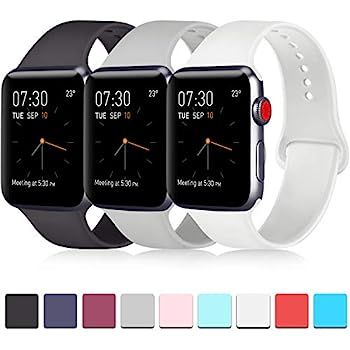 Pack 3 Compatible with Apple Watch Band 38mm 40mm 42mm 44mm Women Men, Soft Silicone Band Replace... | Amazon (US)