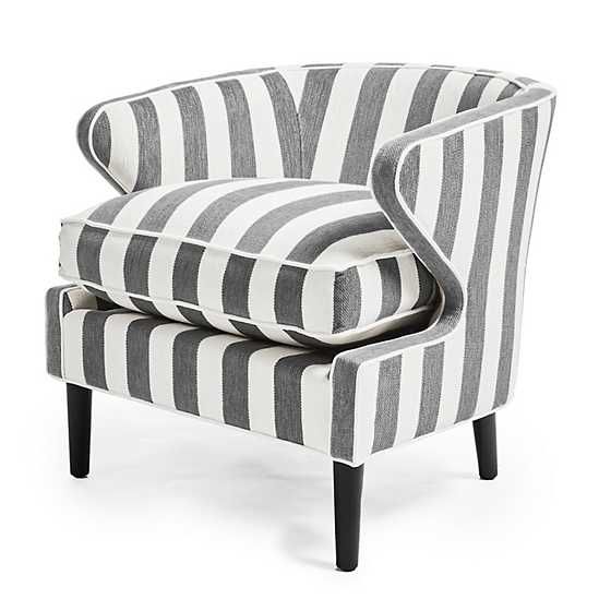 Marquee Grey Stripe Chenille Accent Chair | MacKenzie-Childs