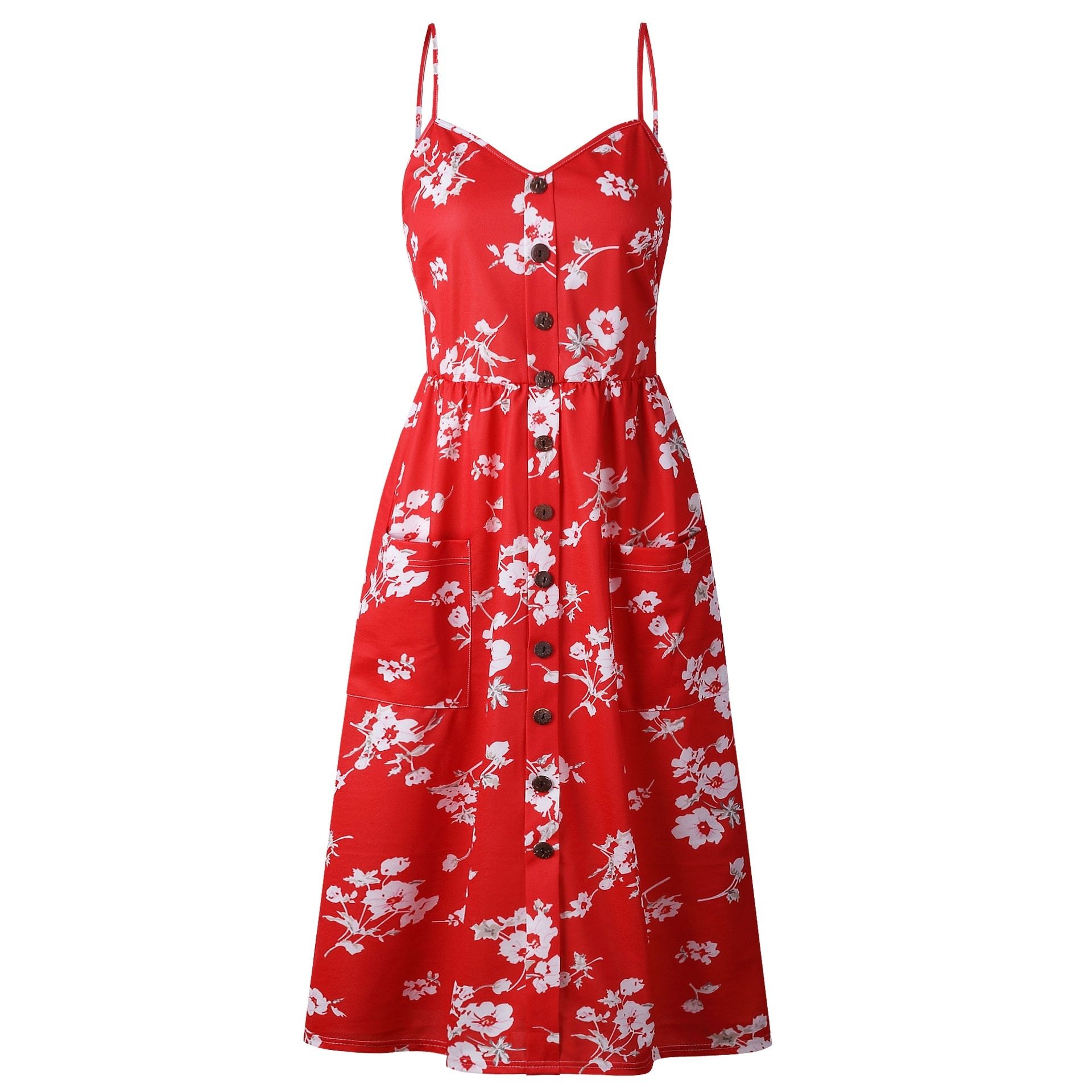 Women Summer Casual Dress Beach Maxi Dress Boho Floral Sundress Dress | Walmart (US)