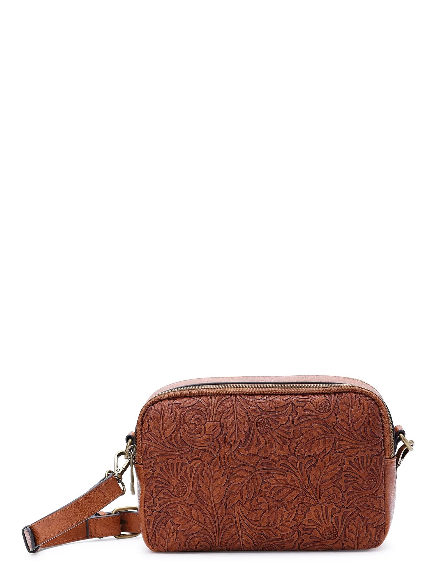 The Pioneer Woman Tooled Faux Leather Camera Bag Crossbody | Walmart (US)