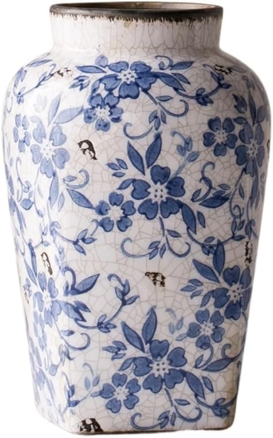 China Vase Blue and White Porcelain Vase Flower Arrangement Ornaments Chinese Ceramic Decoration ... | Amazon (US)