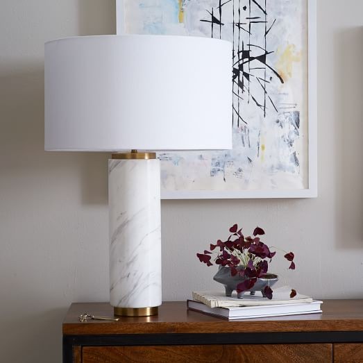 Pillar Table Lamp - Marble | West Elm (US)