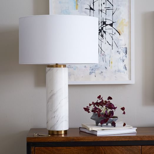 Pillar Table Lamp - Marble | West Elm (US)