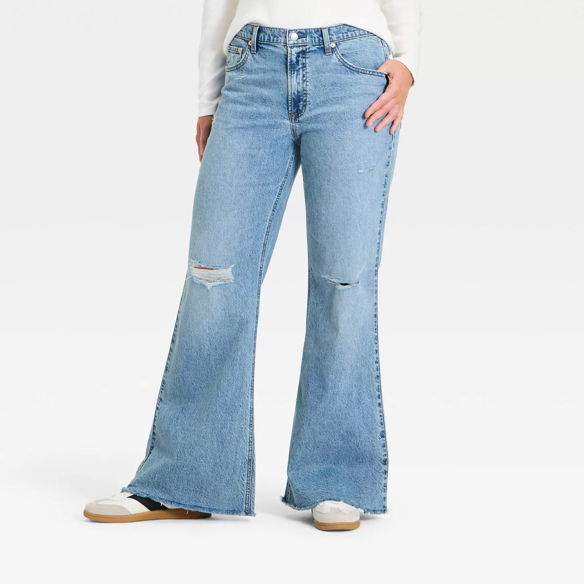 Women's Low-Rise Relaxed Denim Flare Jeans - Universal Thread™ Medium Wash 8 | Target