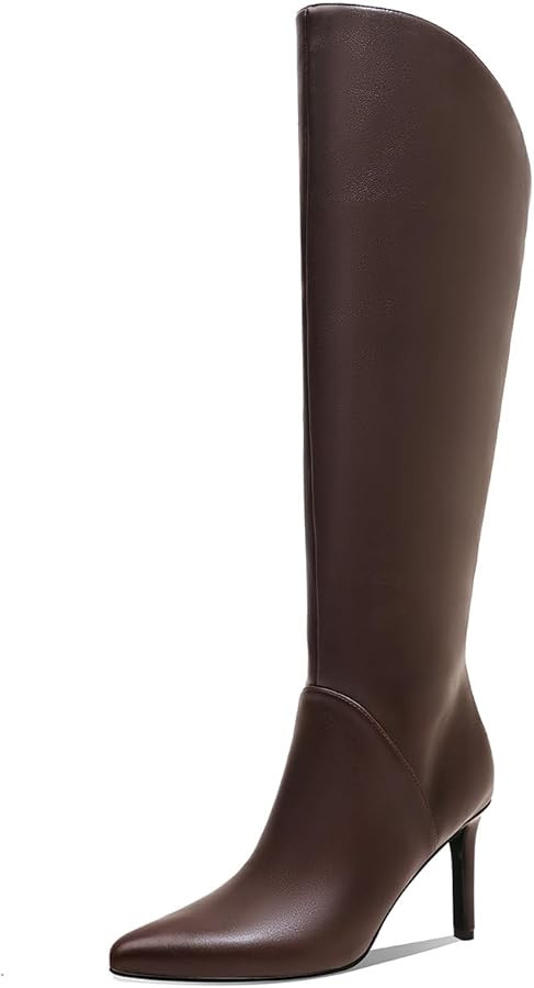 Knee High Boots Women Stiletto High Heel Pointed Toe Tall Long Boots Pull on Fashion Trendy High ... | Amazon (US)