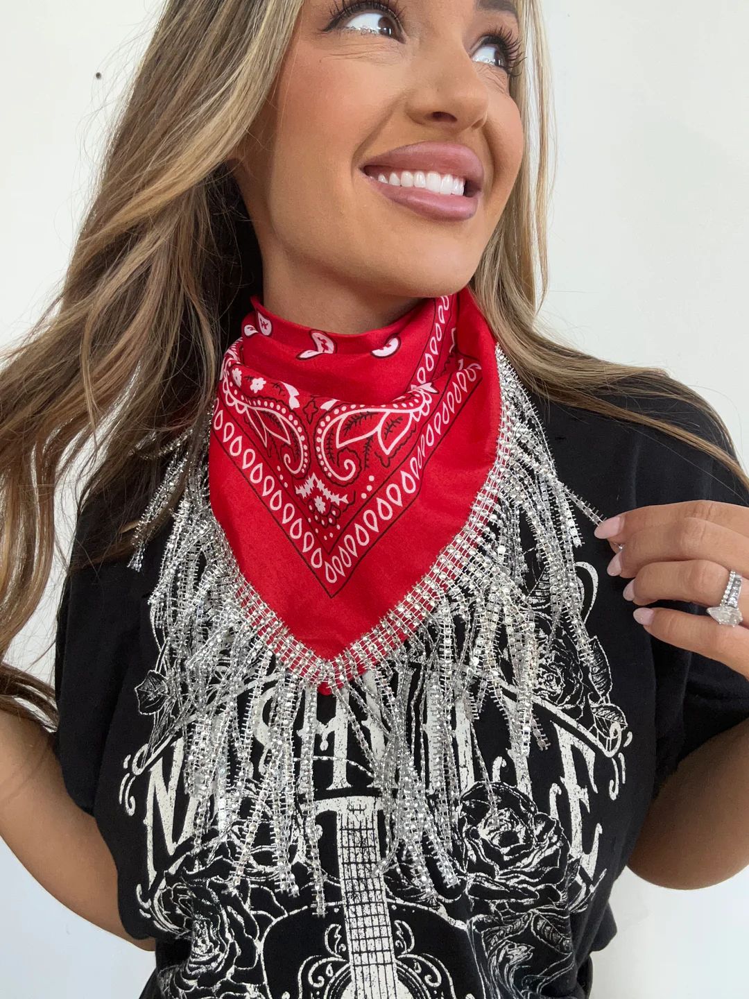 Hold Your Horses Rhinestone Bandana Scarf Top | Willow Boutique