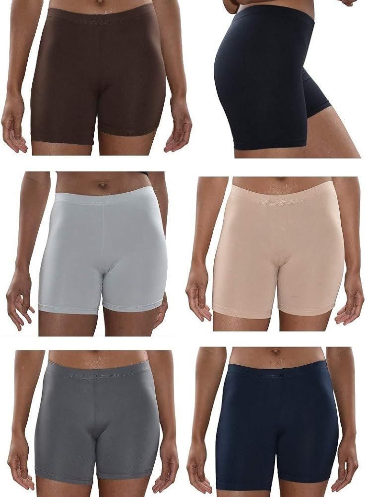 Sexy Basics Womens 6 Pack Buttery Soft Brushed Active Yoga Stretch Mini -Bike Short Boxer Briefs | Amazon (US)
