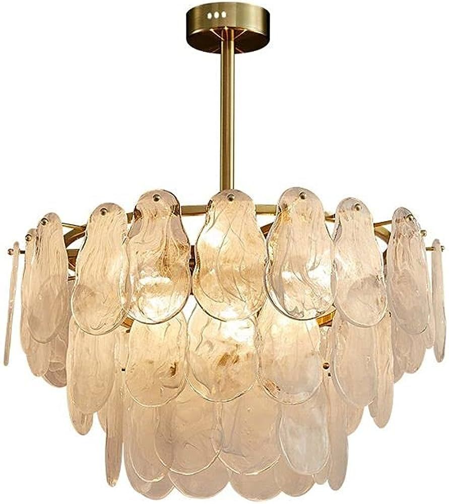 LOVEDIMA Gold Multi-Tier Lantern Pendant Lighting,Cloud Glass Metal Chandeliers Hanging Ceiling L... | Amazon (US)