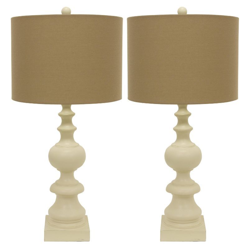 23" Set of 2 Distressed Cream Resin Table Lamp Cream - Decor Therapy | Target