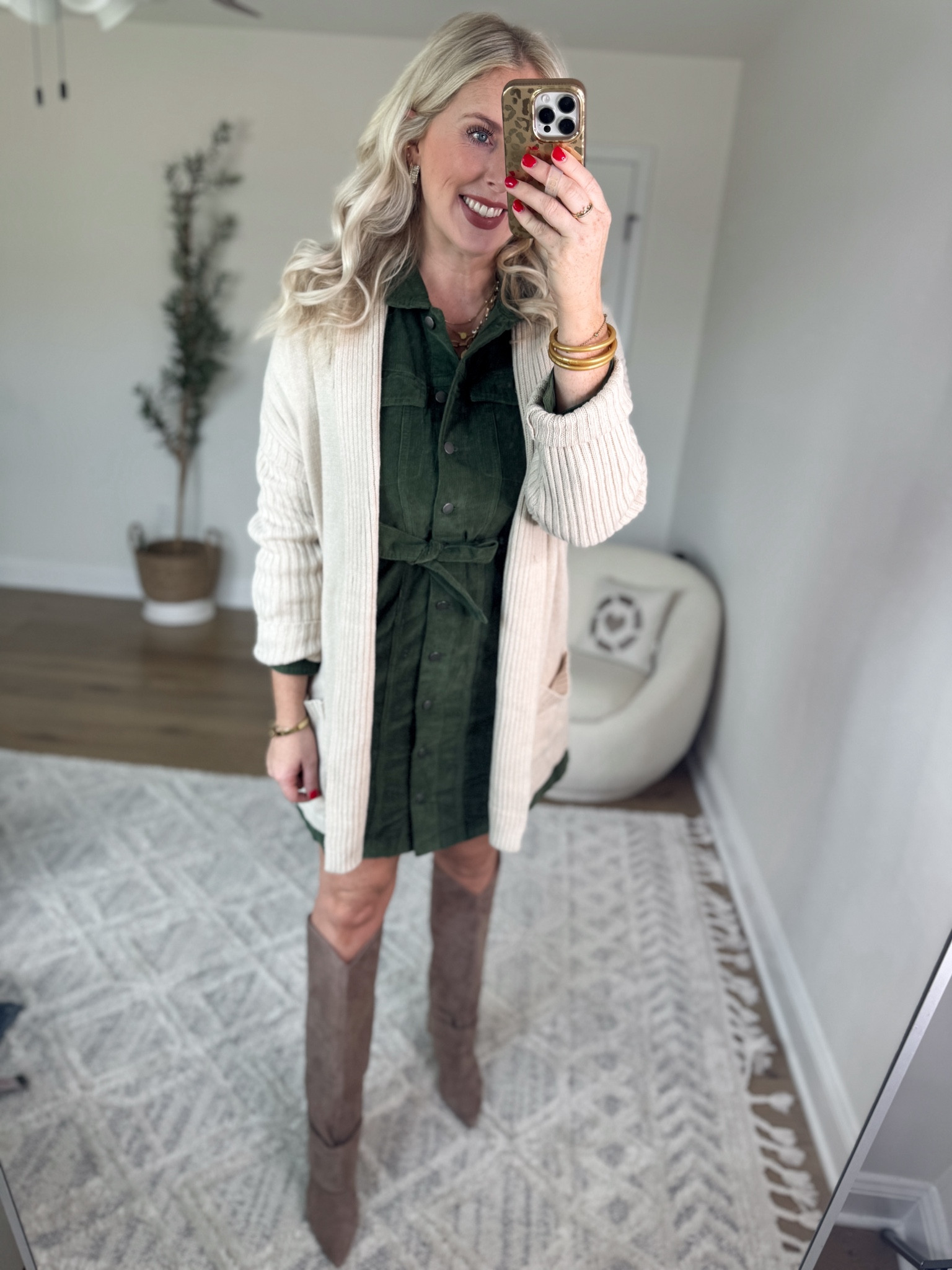 Daily try on, Walmart outfit, Walmart fashion, Walmart try on, time and tru, corduroy dress, shawl collar cardigan 

Medium in both!

Use code KELSSEYLAYTON for 20% off boots!!

#LTKSeasonal #LTKShoeCrush #LTKFindsUnder50