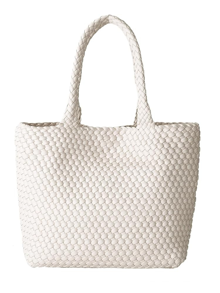 Woven Tote Bag for Women, Fashion Woven Bags for Women Vegan Leather Shoulder Handbags Large Summ... | Amazon (US)