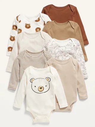 Long-Sleeve Unisex 8-Pack Bodysuit for Baby | Old Navy (US)