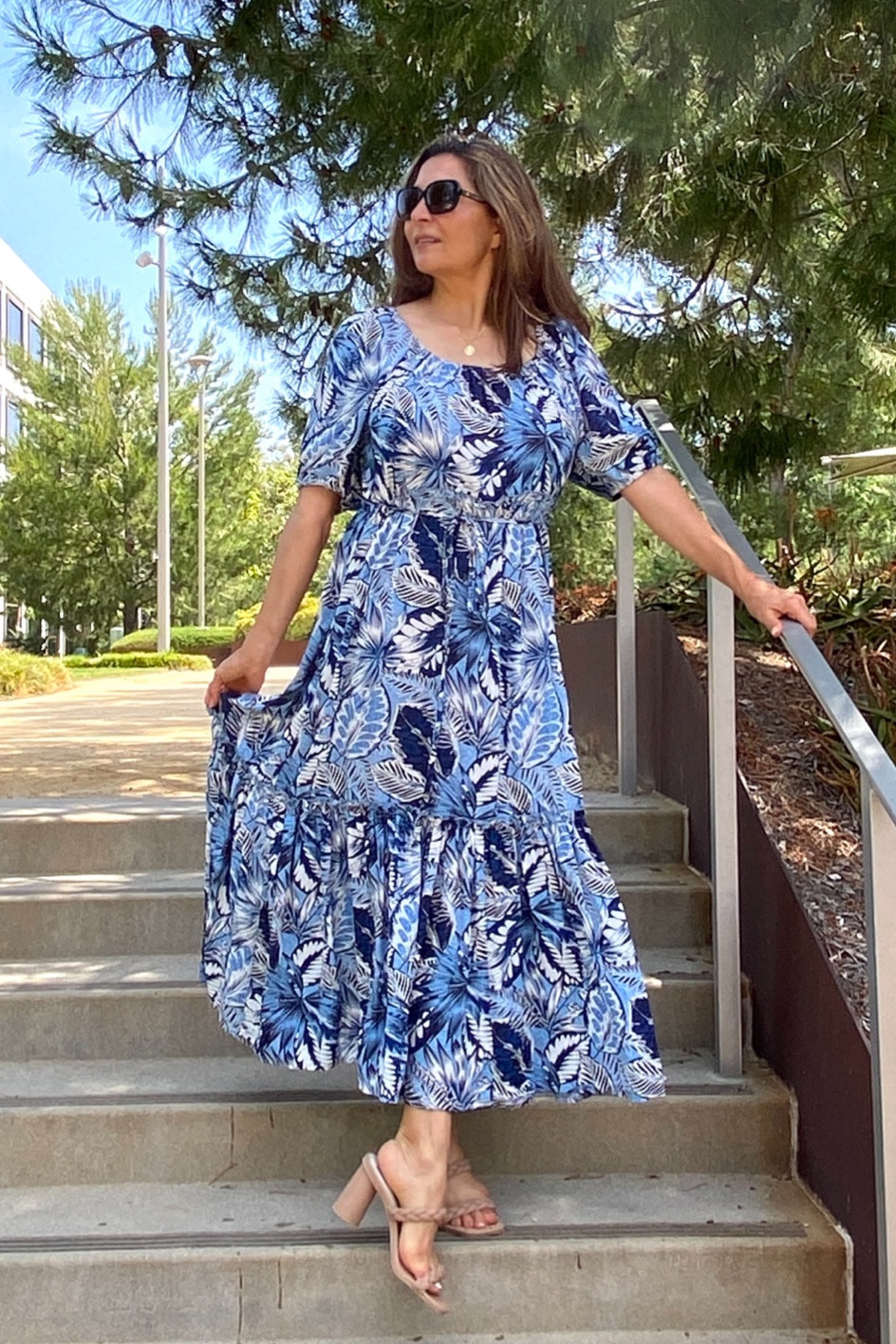 knee length dresses for ladies Final Sale Patrice Print Side Slit Midi Dress main image 0