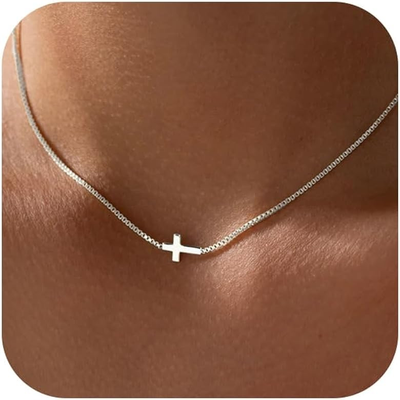 Cross Necklace for Women 14K Real Gold Silver Plated Dainty Small Cross Pendant Choker Simple Tre... | Amazon (US)