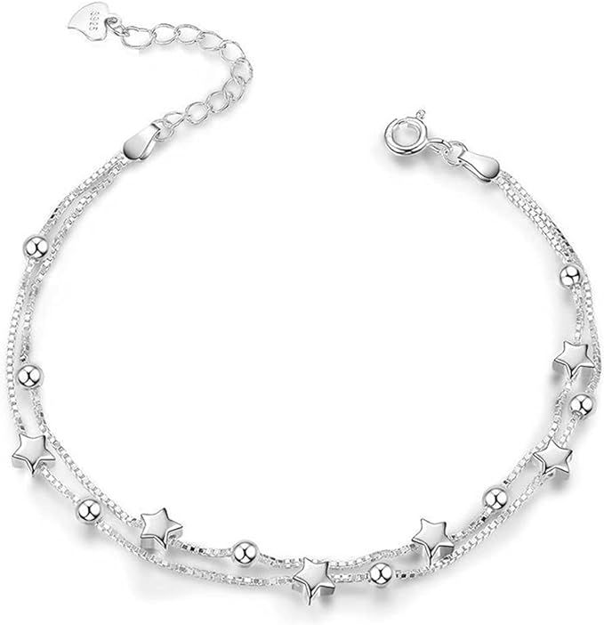 Bracelet Elegant Mini Star Beaded Charm Bracelet Chain Layered Bracelet, Adjustable Bracelet Wome... | Amazon (US)