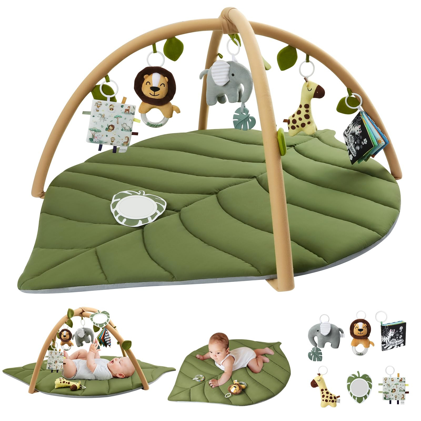 Blissful Diary Baby Play Mat, Oversize Leaf Shaped Baby Play Gym & Activity Mat w 6 Detachable To... | Amazon (US)