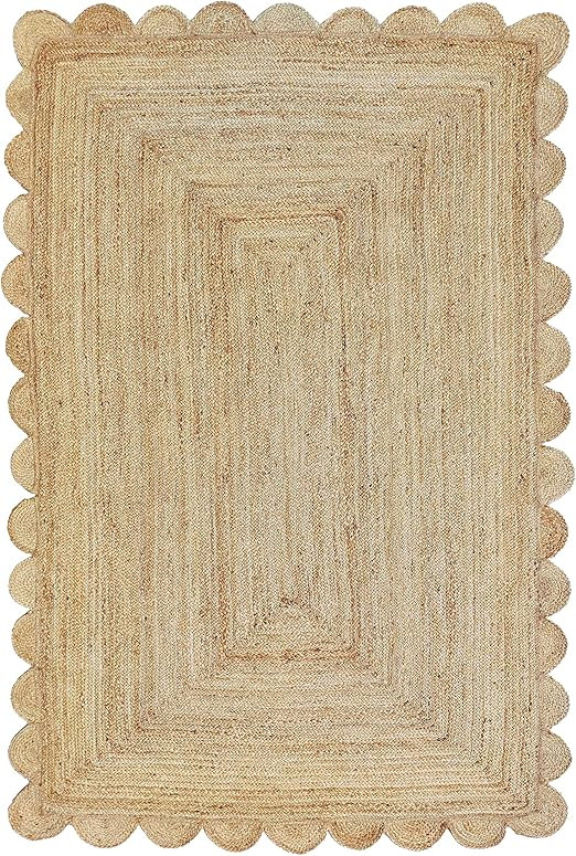 Scalloped Natural Jute Area Rug, Natural Color (4'X6') | Amazon (US)