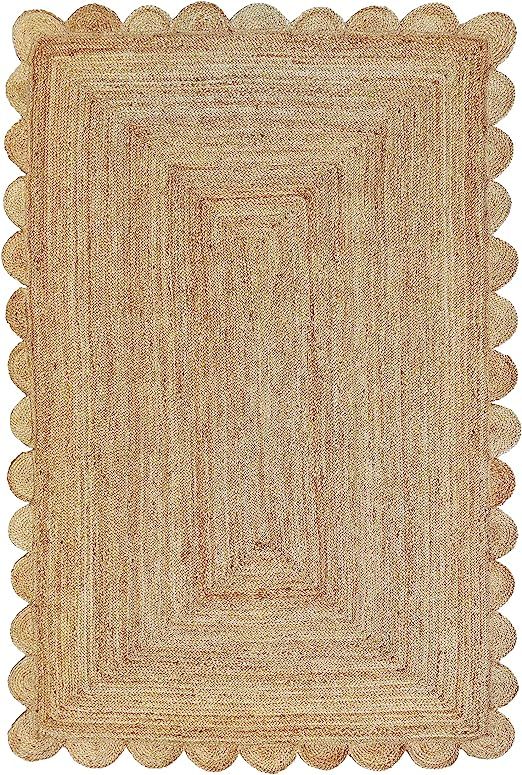 Scalloped Natural Jute Area Rug, Natural Color (4'X6') | Amazon (US)